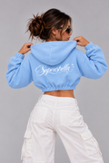 Chaqueta Superestrella Celeste - espalda, modelo