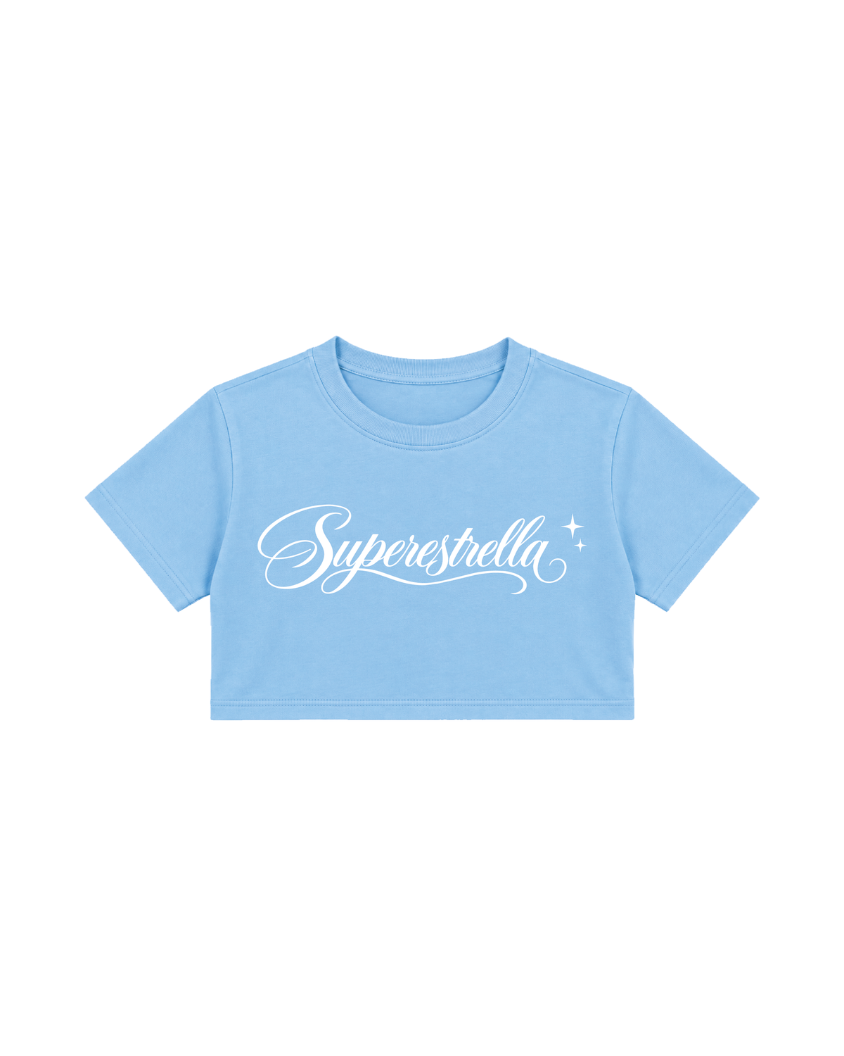 Crop Top Superestrella Celeste - frente
