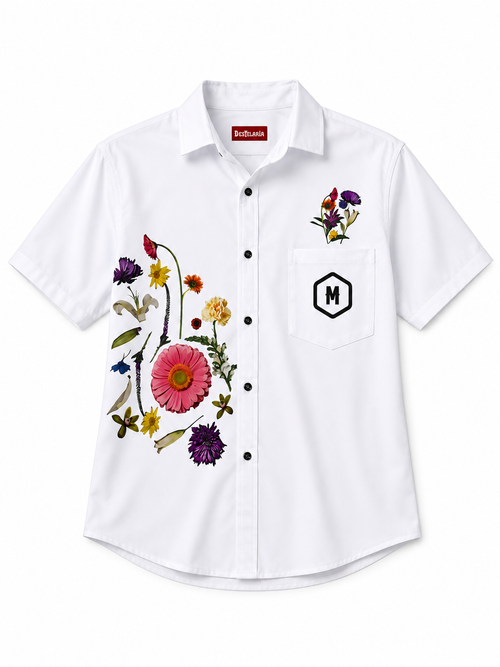 Camisa Hombre Jardín Retro Blanca - frente
