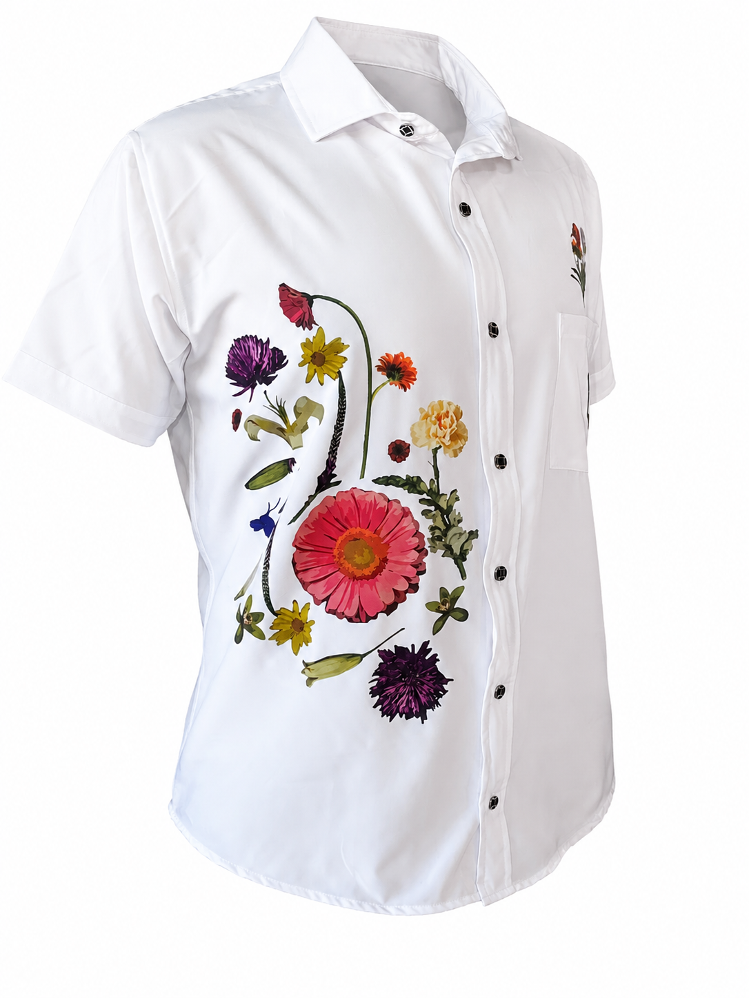 Camisa Hombre Jardín Retro Blanca - detalle