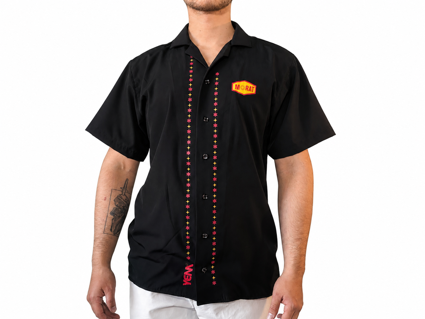 Camisa Hombre Jardín Retro Negra