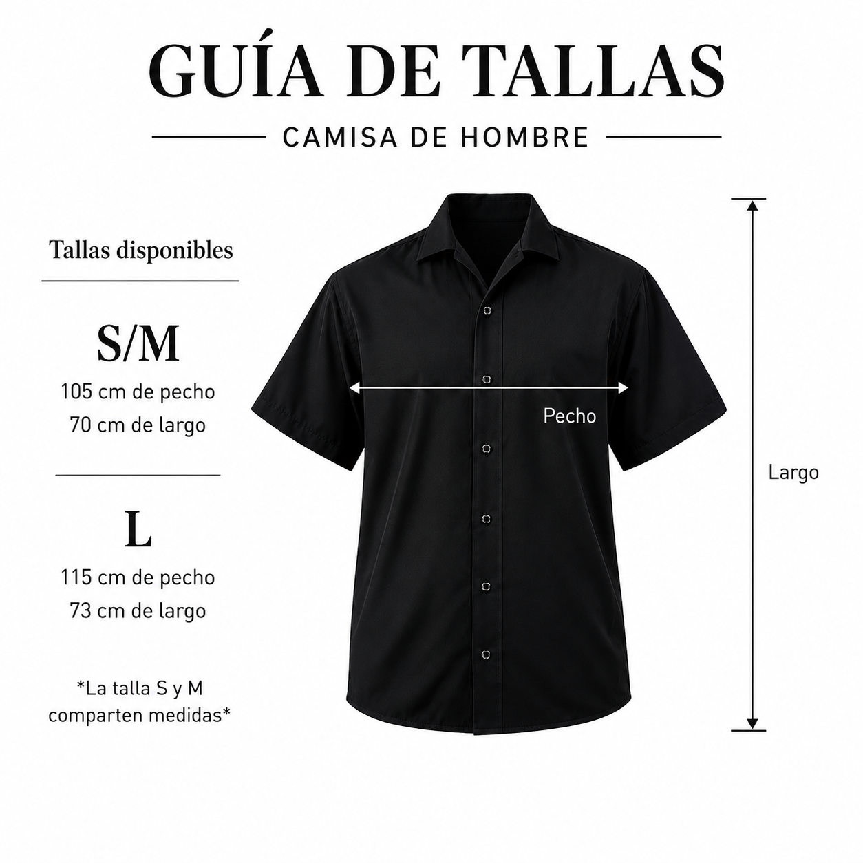 Guía de tallas Camisa Hombre